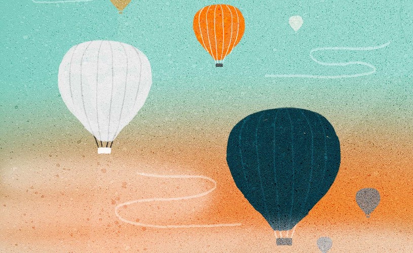 Illustration of Bristol hot air balloons by Bex Glover